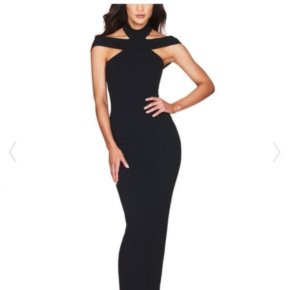 Nookie Gabrielle black gown. Worn once and dry cleaned fits US 6/8